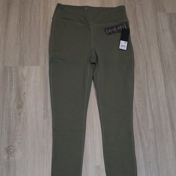 NWT Bebe Sport Stretch Fleece Leggings Vintage Olive –Size M  – MSRP $79 - Picture 1 of 2